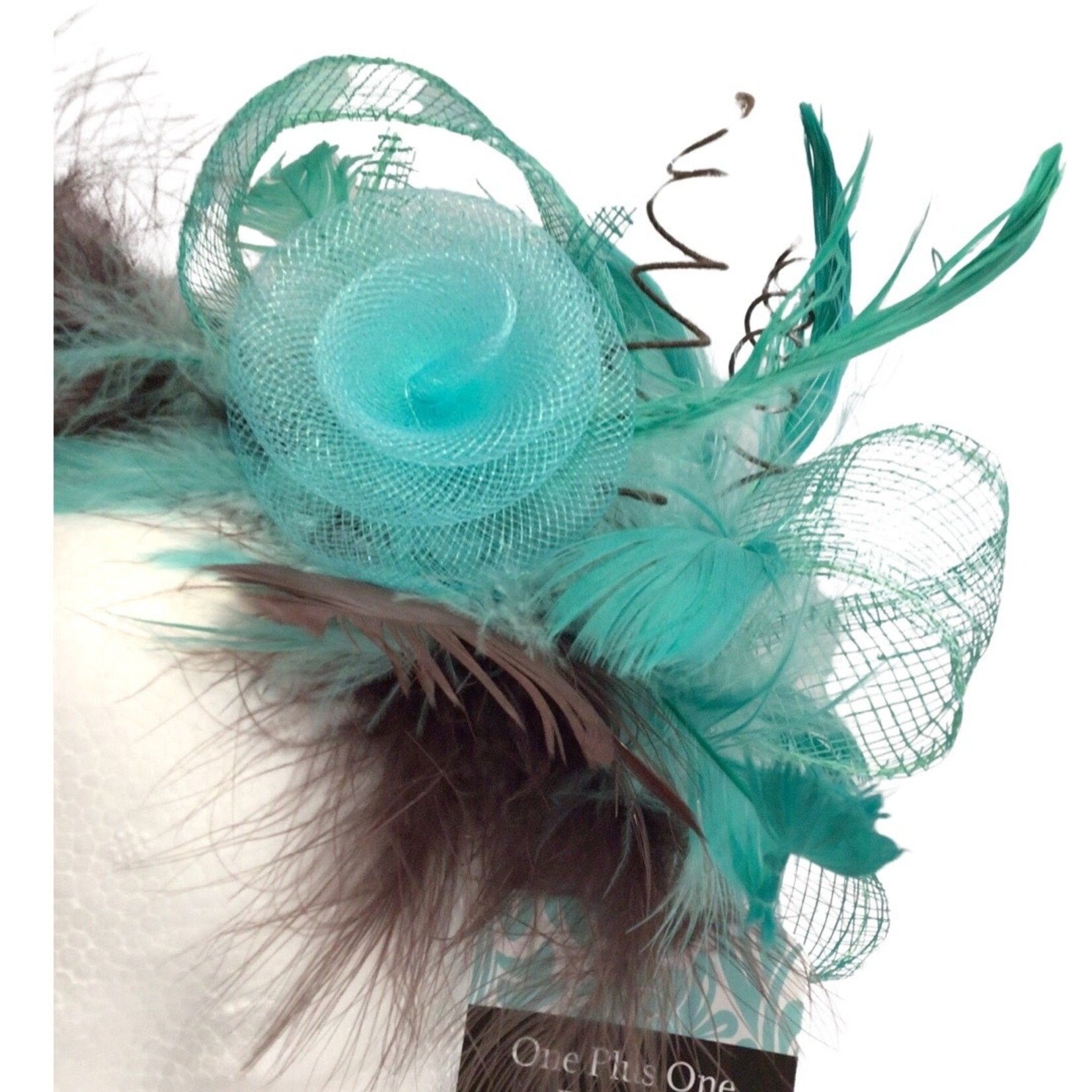 OPO Jade & Chocolate Bow Feather Fascinator