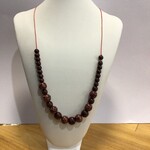 OPO Burgundy Floral Wooden Long Necklaces