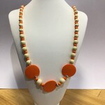 OPO Orange & Beige Wooden Long Necklaces