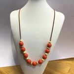 OPO Orange Wooden Beaded Long Necklaces