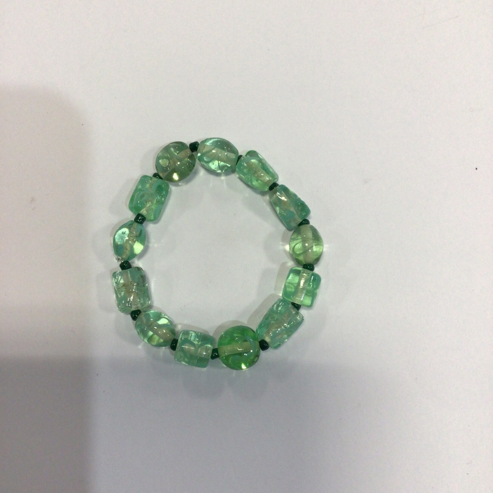 OPO Green Glass Beaded Elastic Bracelet