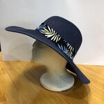 Cherrylane Navy w/ Palm Print Band Floppy Hat