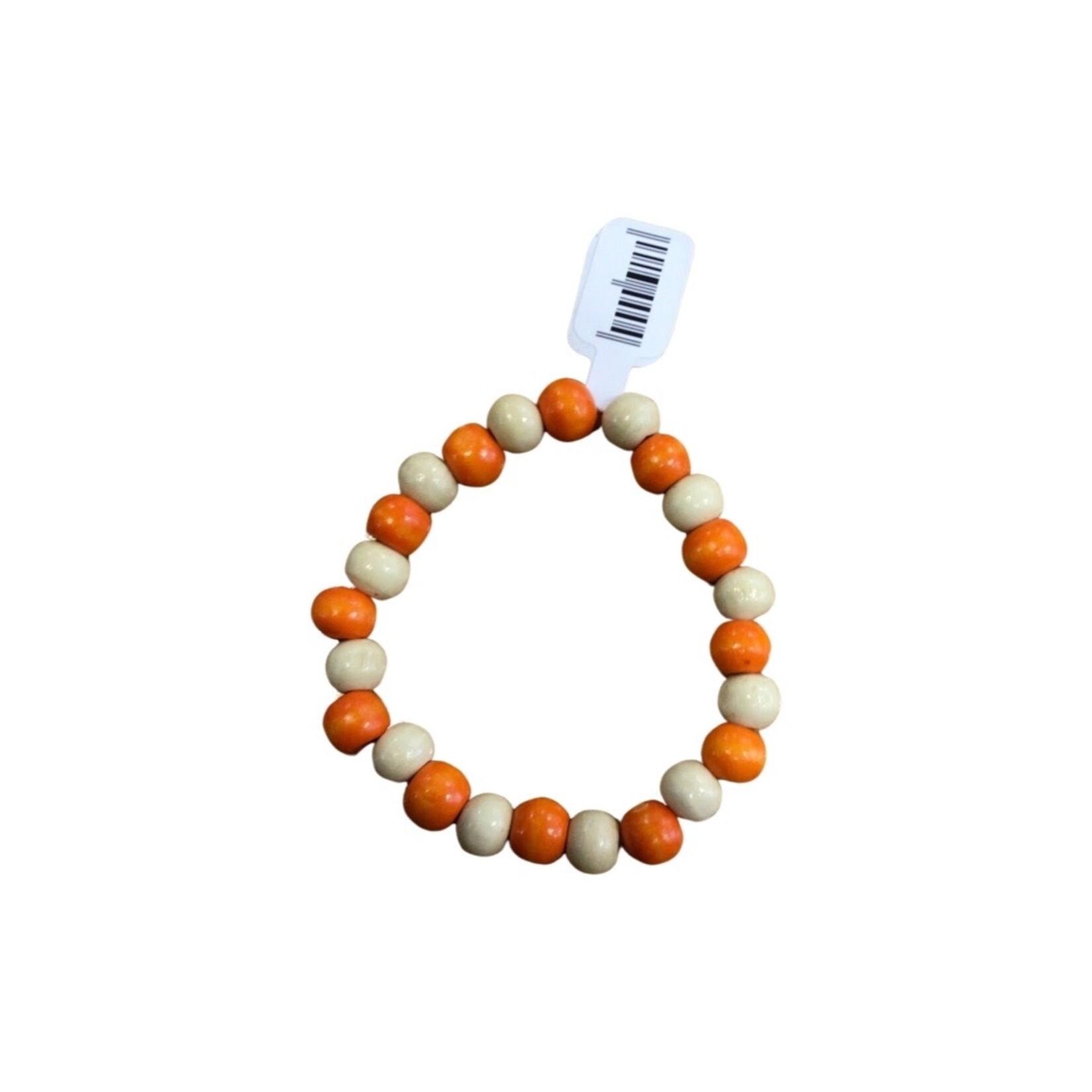 OPO Orange & Beige Beaded Elastic Bracelet