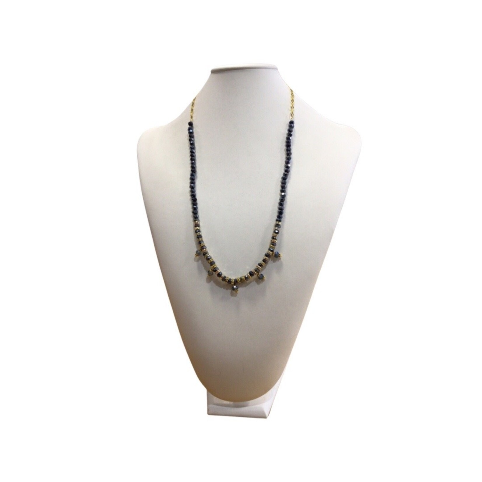 OPO Navy Bead & Gold Necklace