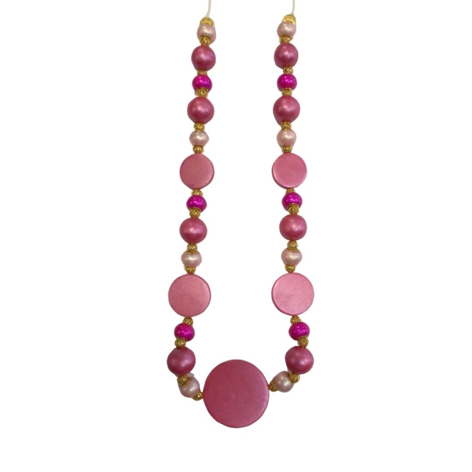 OPO Pinks & Gold Wood & Bead Necklace