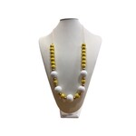 OPO Yellow White Gold Wood Bead Necklace