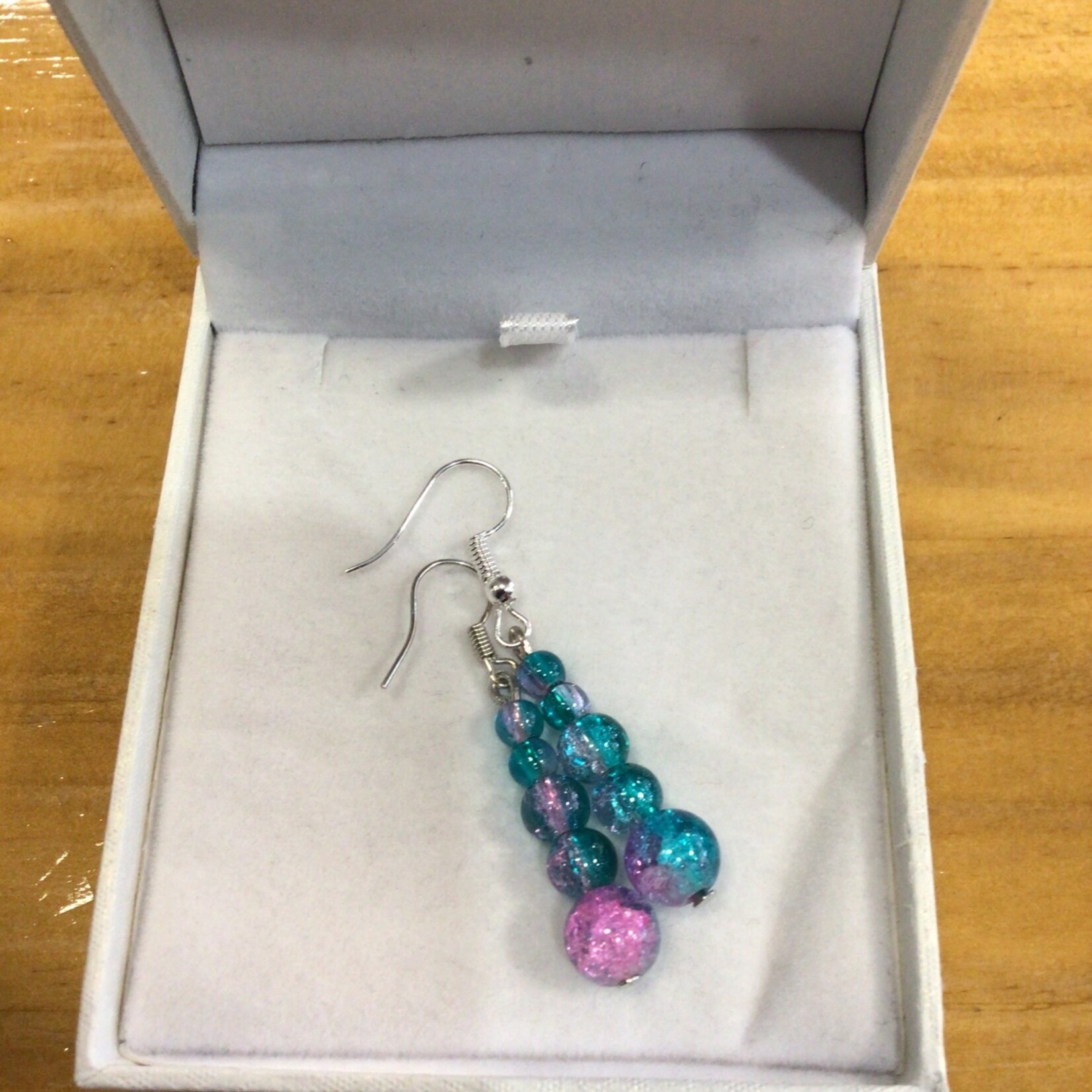 OPO Aqua & Pink Glass Bead Earrings