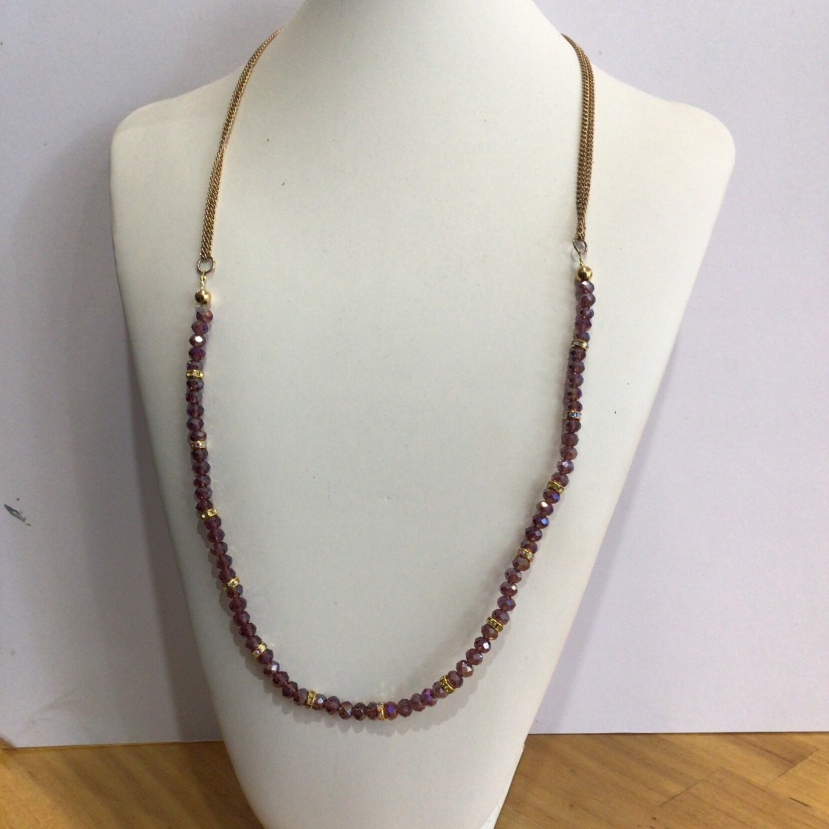OPO Amethyst Glass Bead Long Necklace