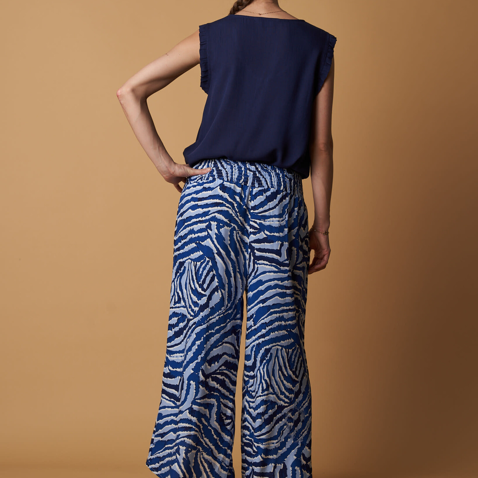 Cherrylane Indigo & Sky Waves Overlay Wide Leg Pant