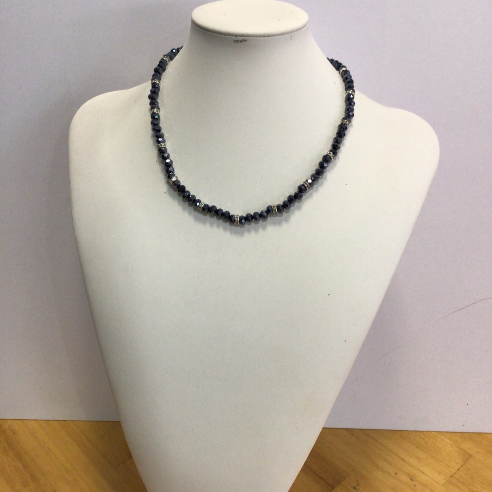 OPO Navy & Silver Crystal Bead Necklace