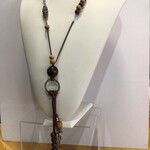 OPO Brown & Silver Beads + Trinkets Necklace