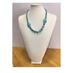 OPO Aqua Gemstone & Silver Bead Necklace