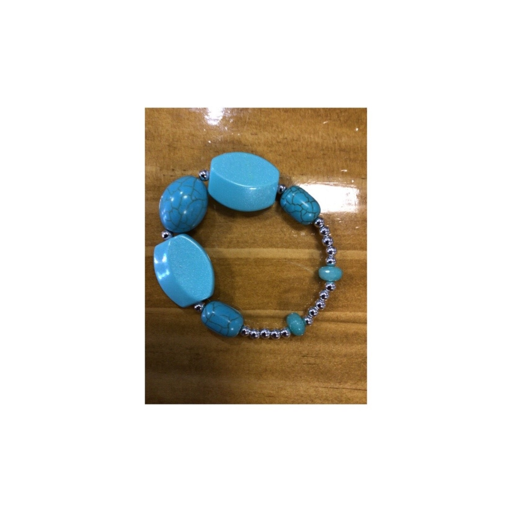 OPO Aqua Gemstone & Silver Bead Bracelet