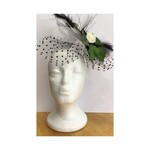 OPO White & Black Tulle w/Butterfly Fascinator