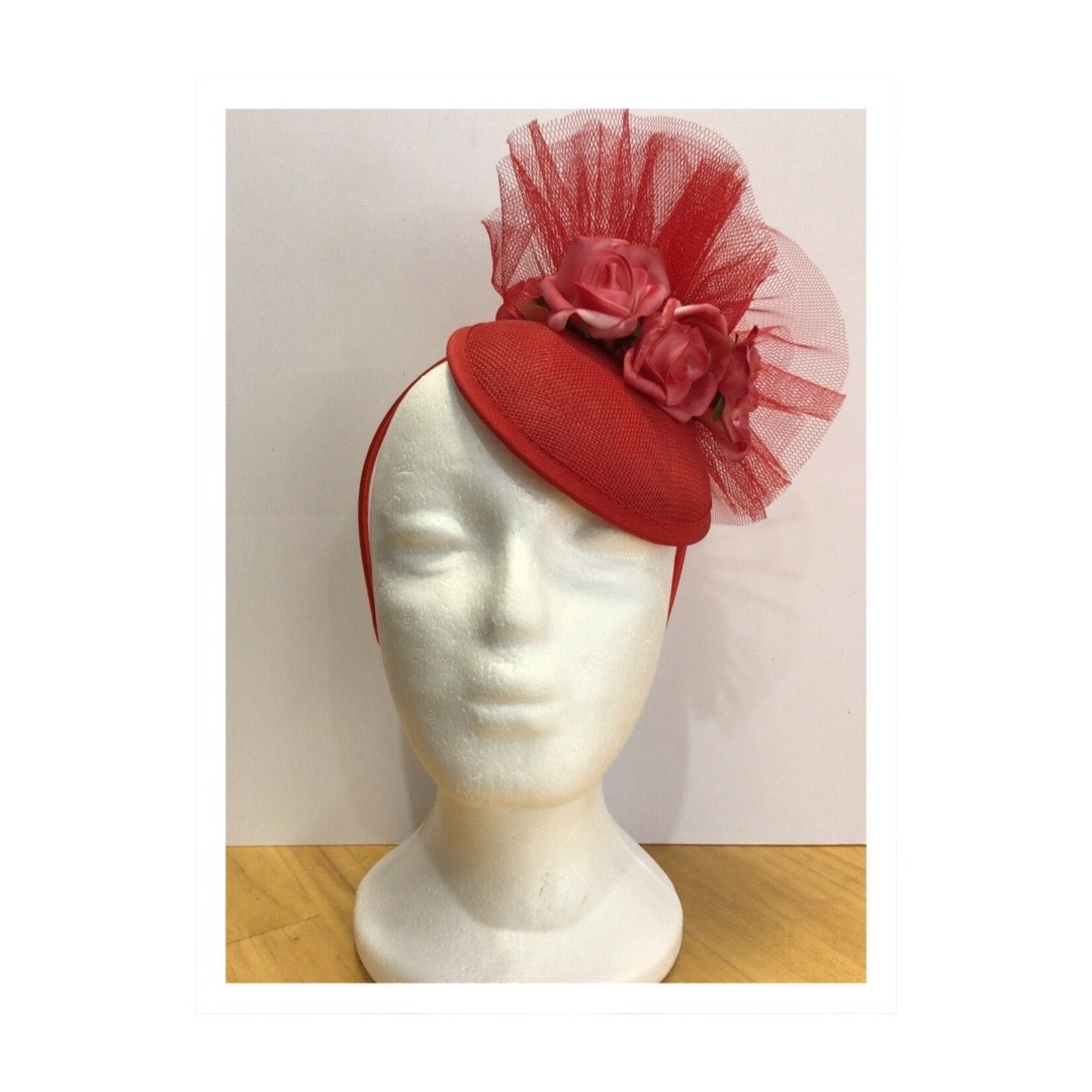 OPO Soft Red Rose Flower Hat Fascinator