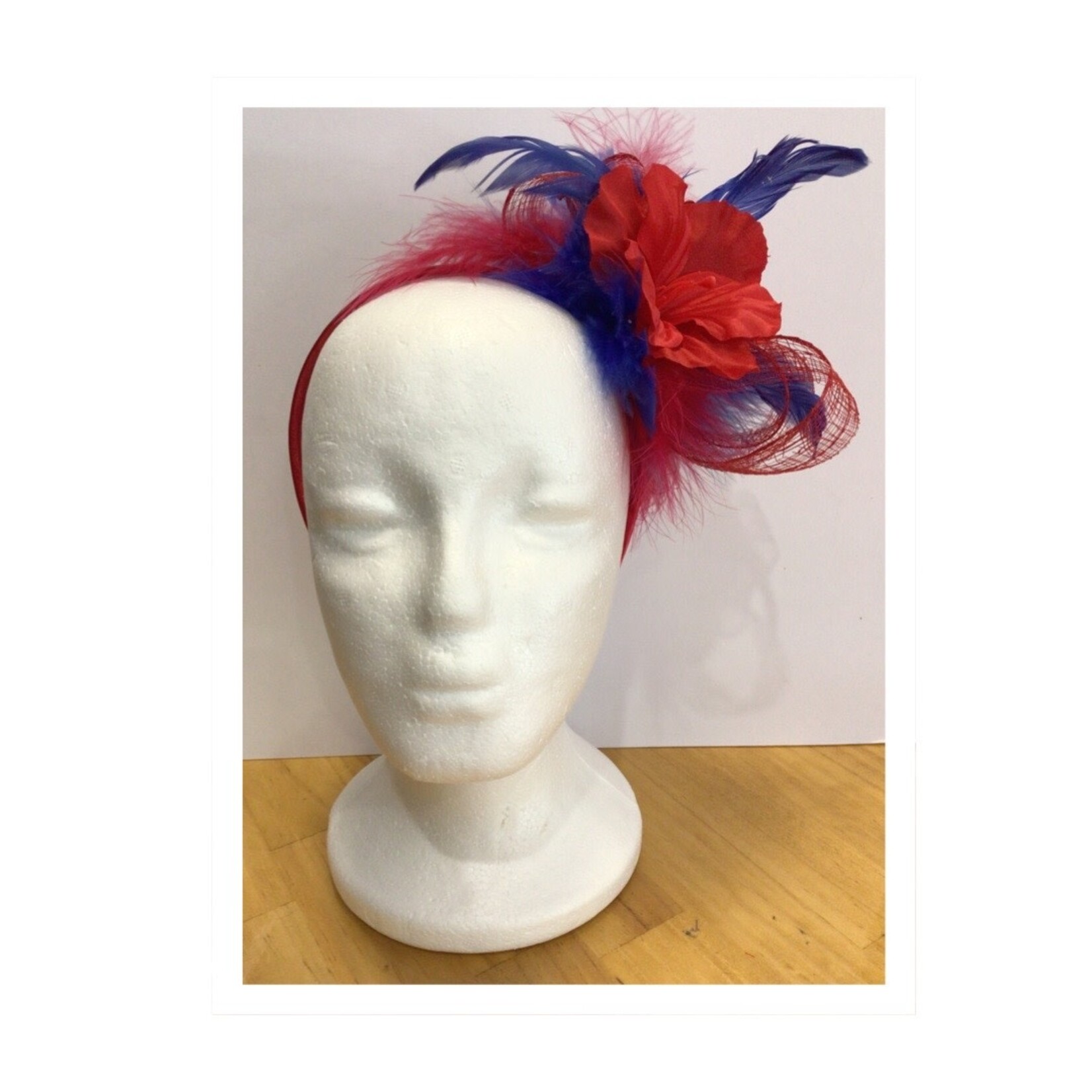 OPO Red Glady & Royal Feather Fascinator