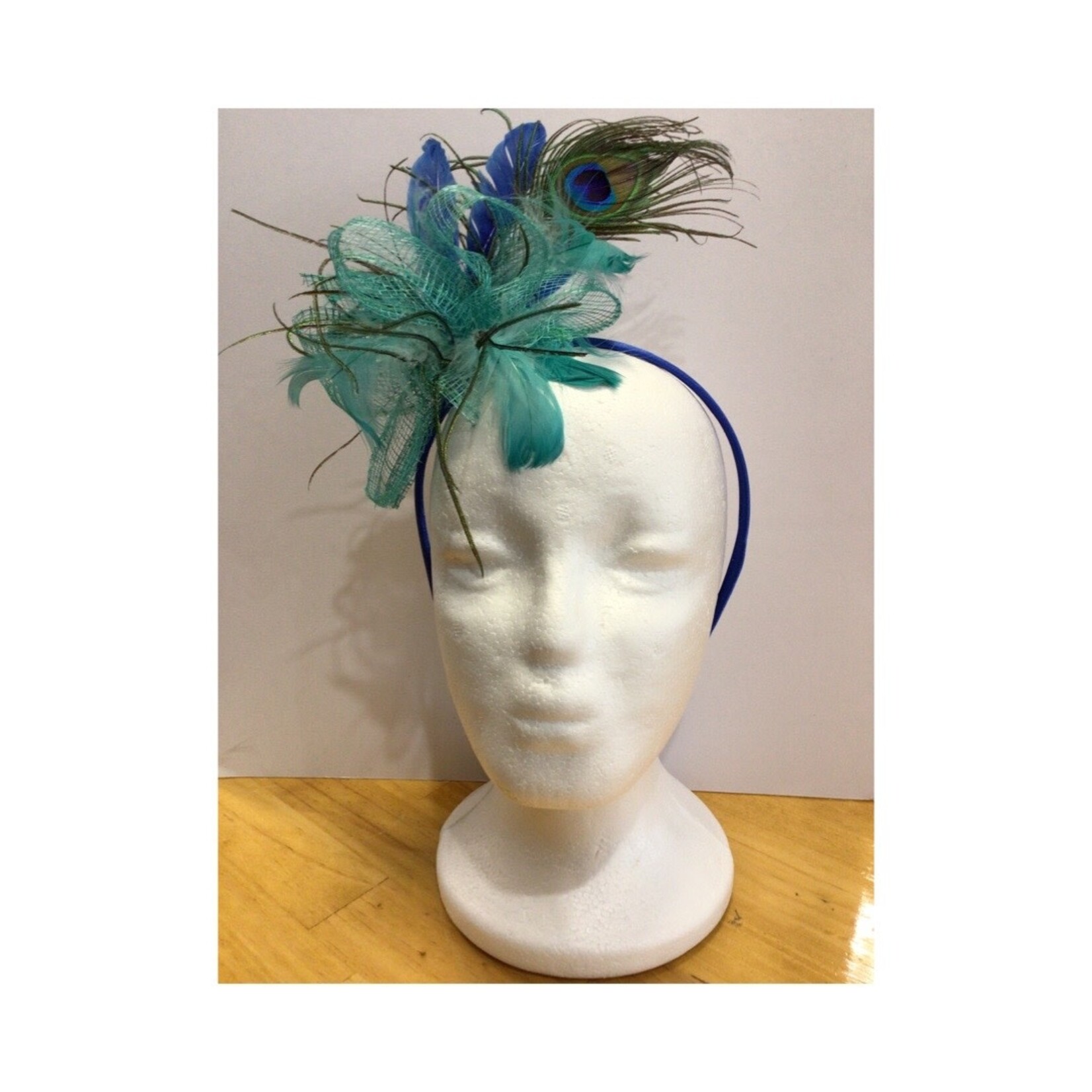 OPO Teal Bow & Royal Peacock Feather Fascinator