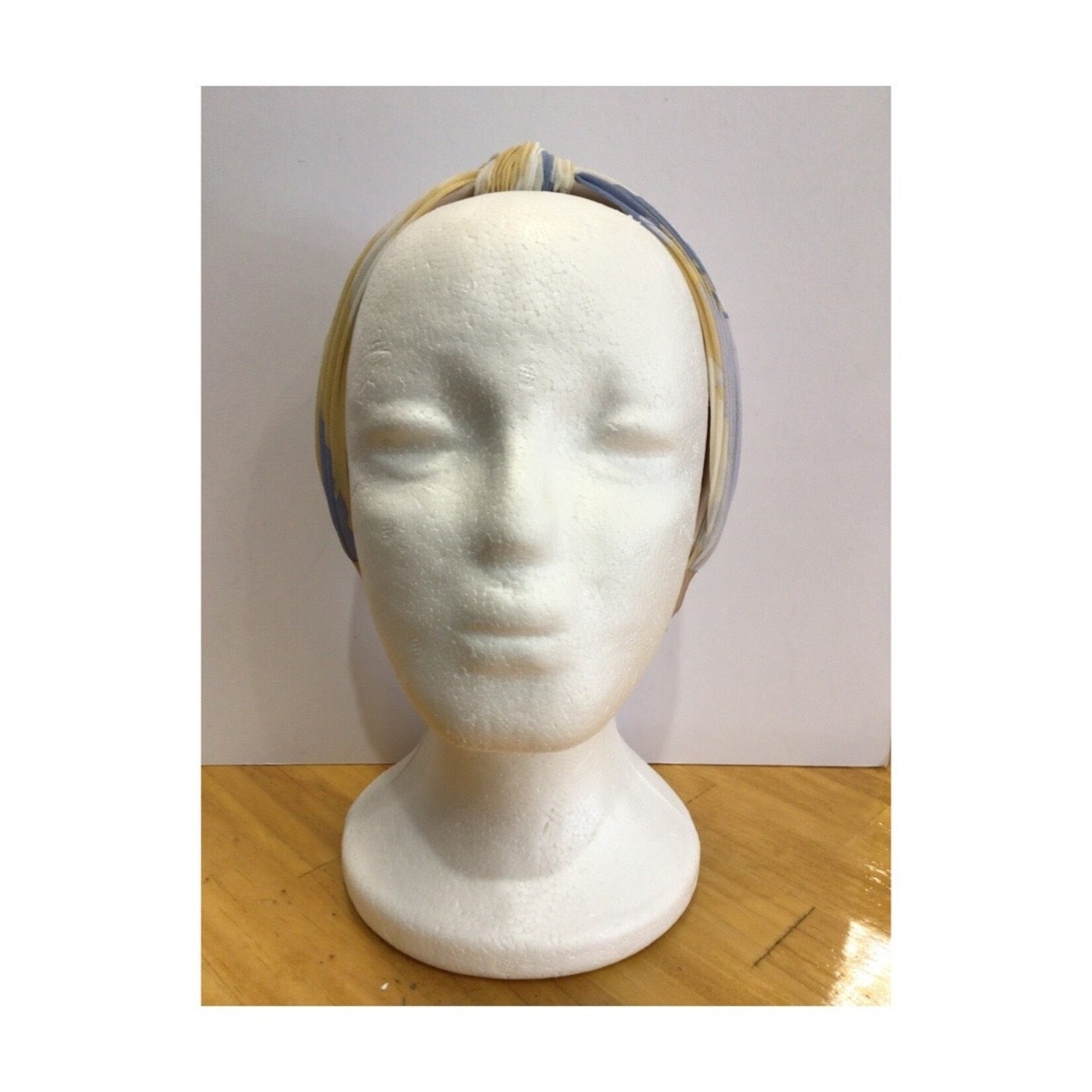 Just East Blue & Cream Pleated Twist Headband