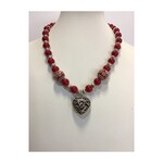 OPO Red & Silver + Heart Pendant Necklace