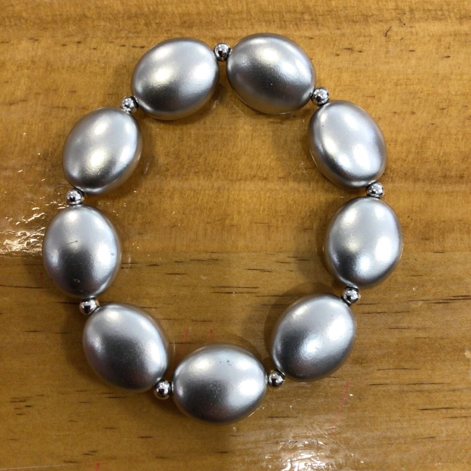 OPO Silver Large Oval Beaded Bracelet