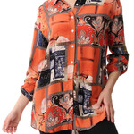 Givoni Orange & Navy LS Button Thru Shirt