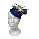 OPO Cream Floral w/Royal Blue Tulle Fascinator