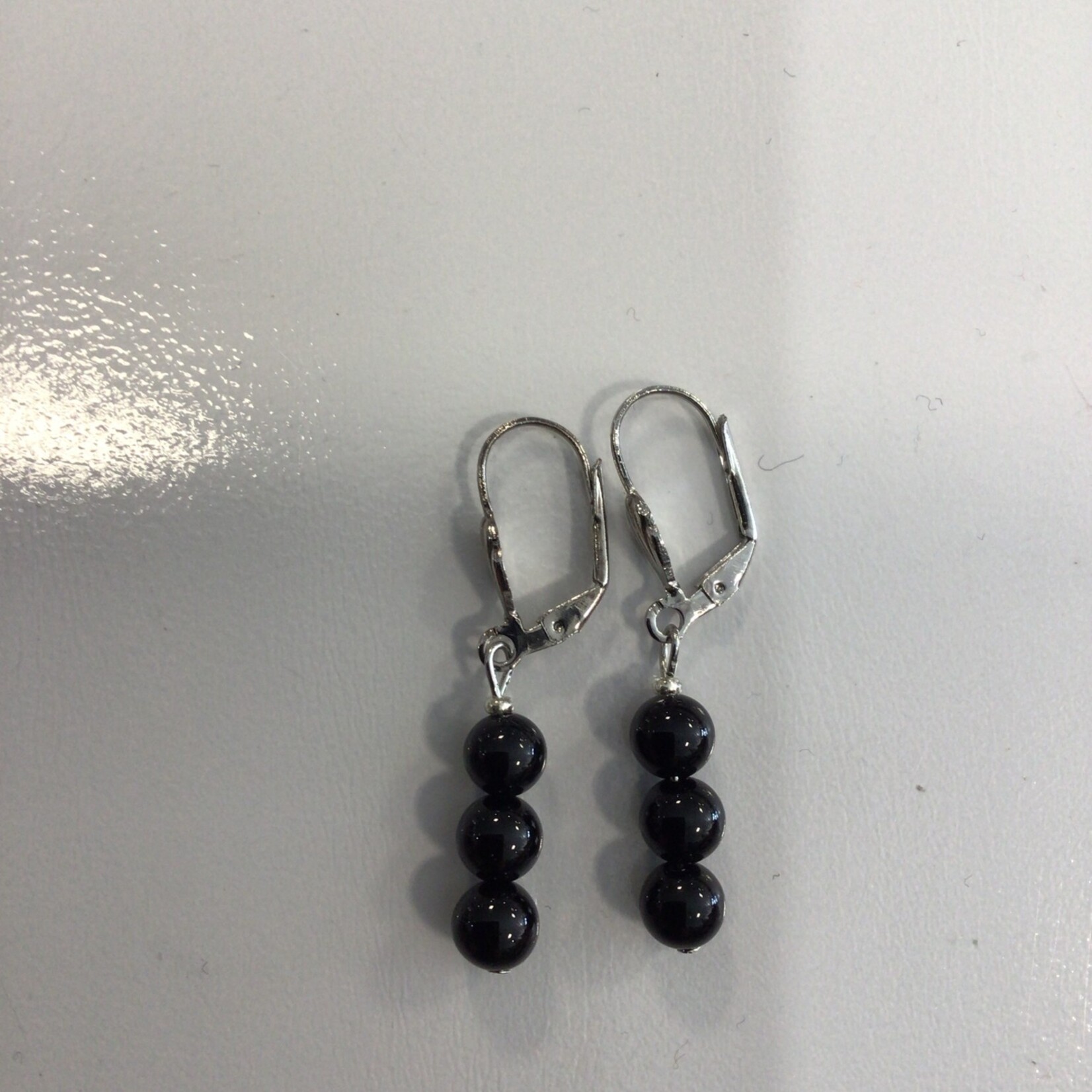 OPO Black 3 Bead Drop Earrings