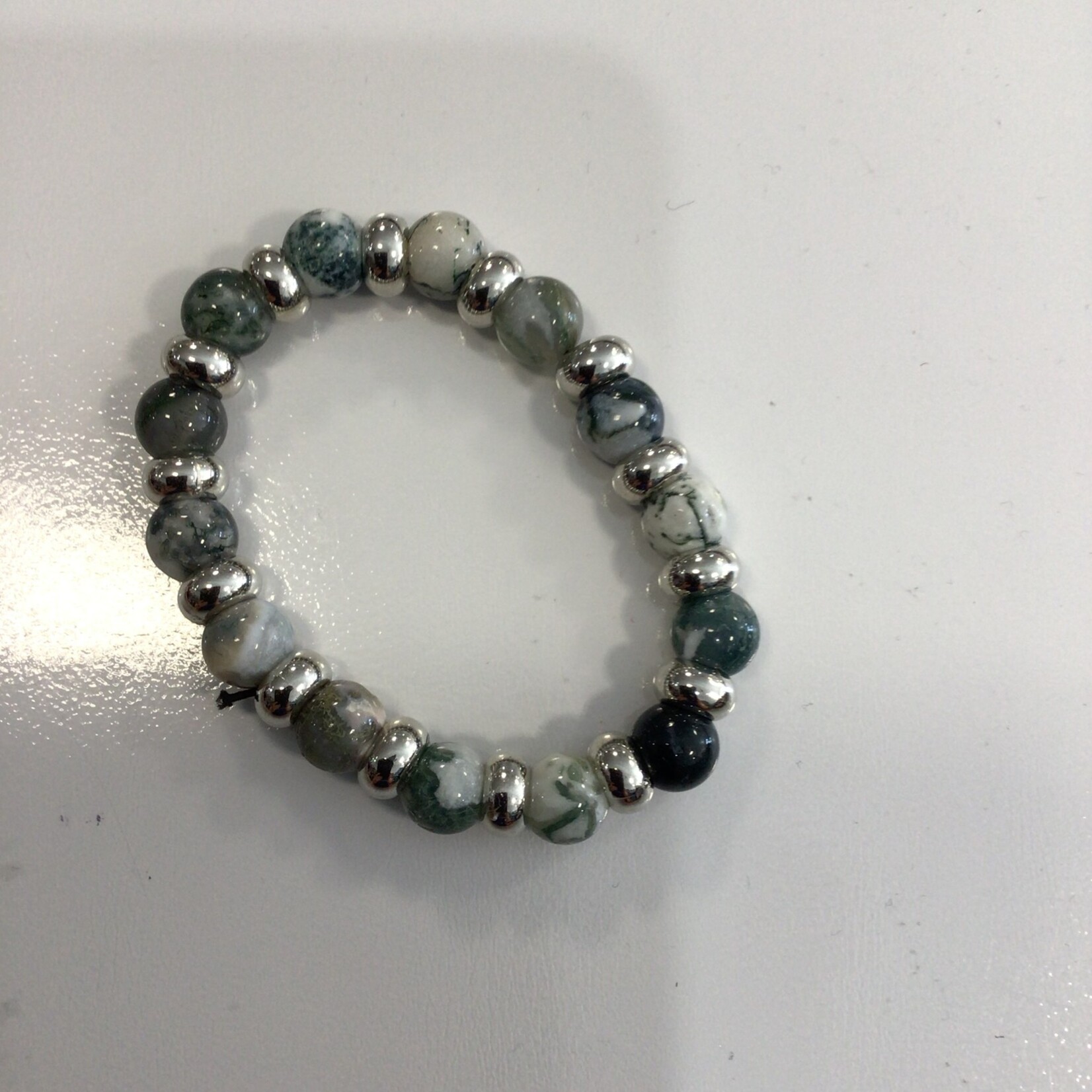 OPO Green Shades Large Gems & Silver Bead Bracelet