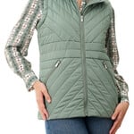 Givoni Moss Green Quilted Zip Puffer Vest