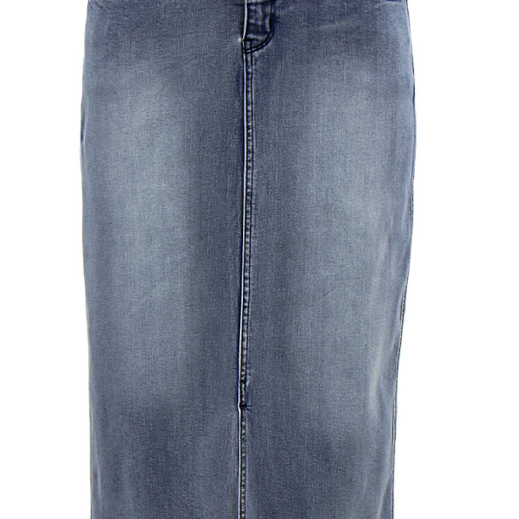 Cafe Latte Light Wash Denim Mid Length Skirt