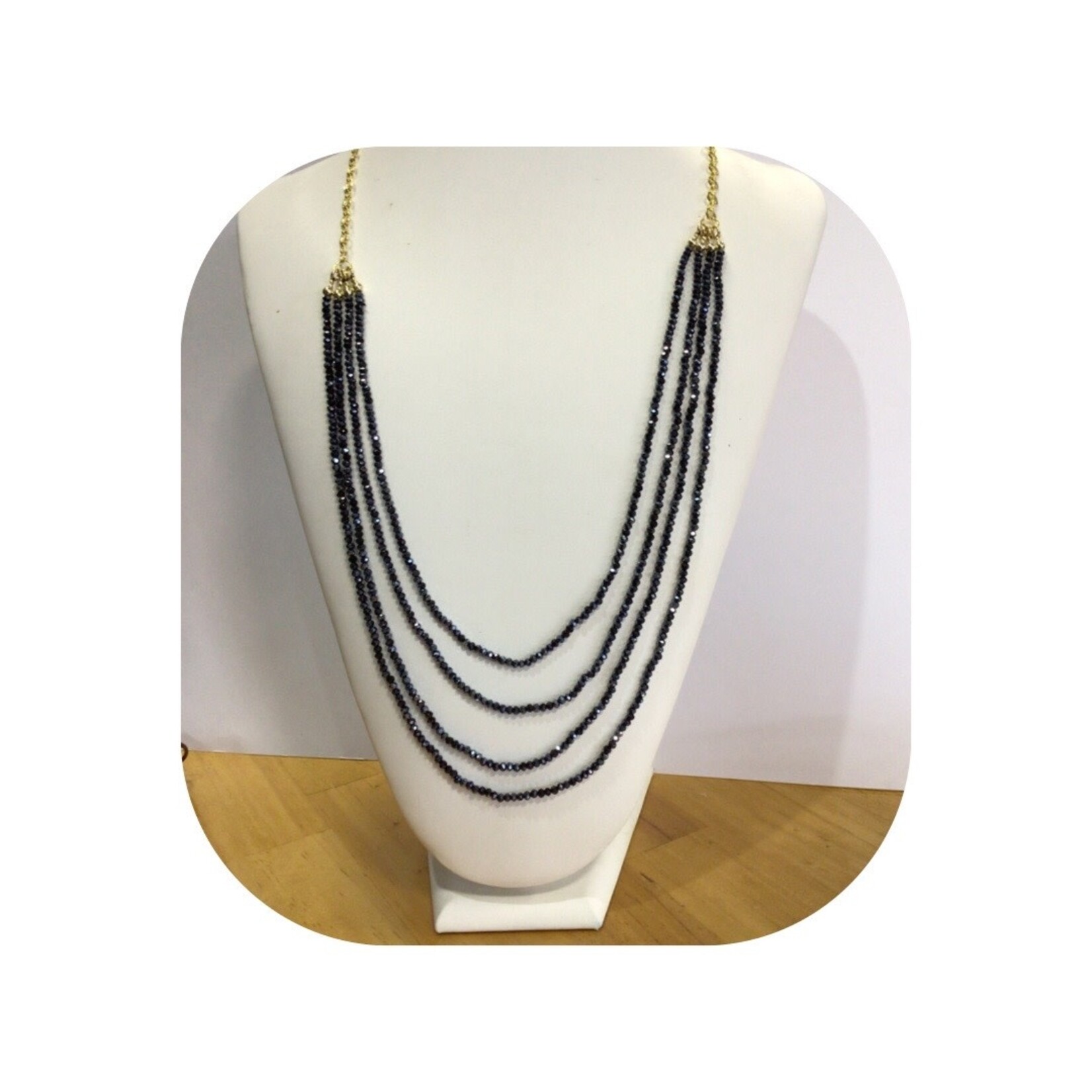 OPO Navy Crystal Layered Beaded Necklace