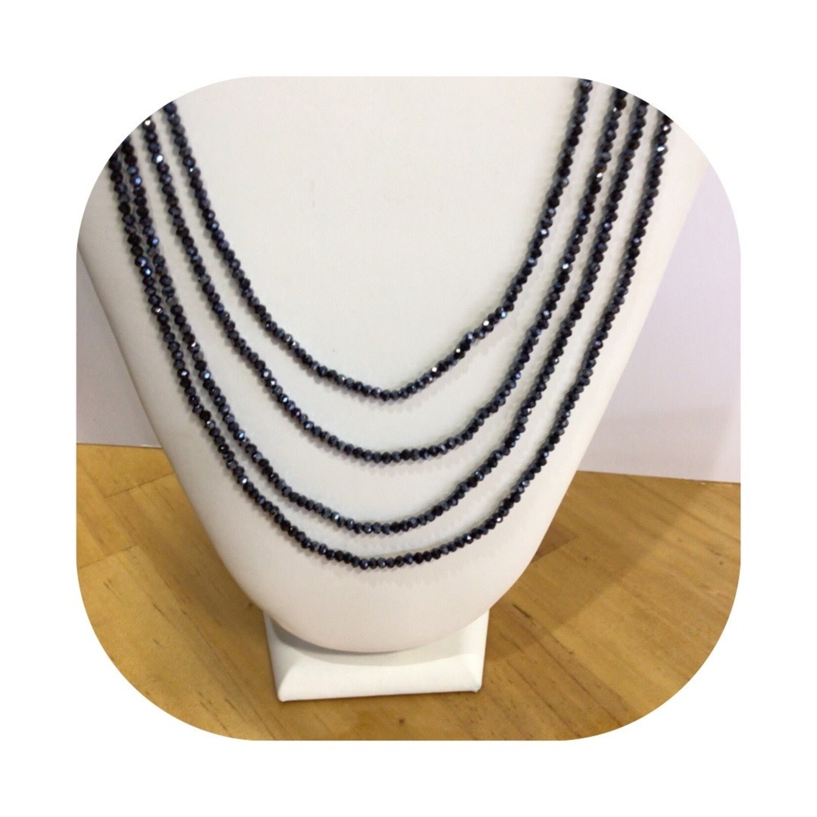 OPO Navy Crystal Layered Beaded Necklace