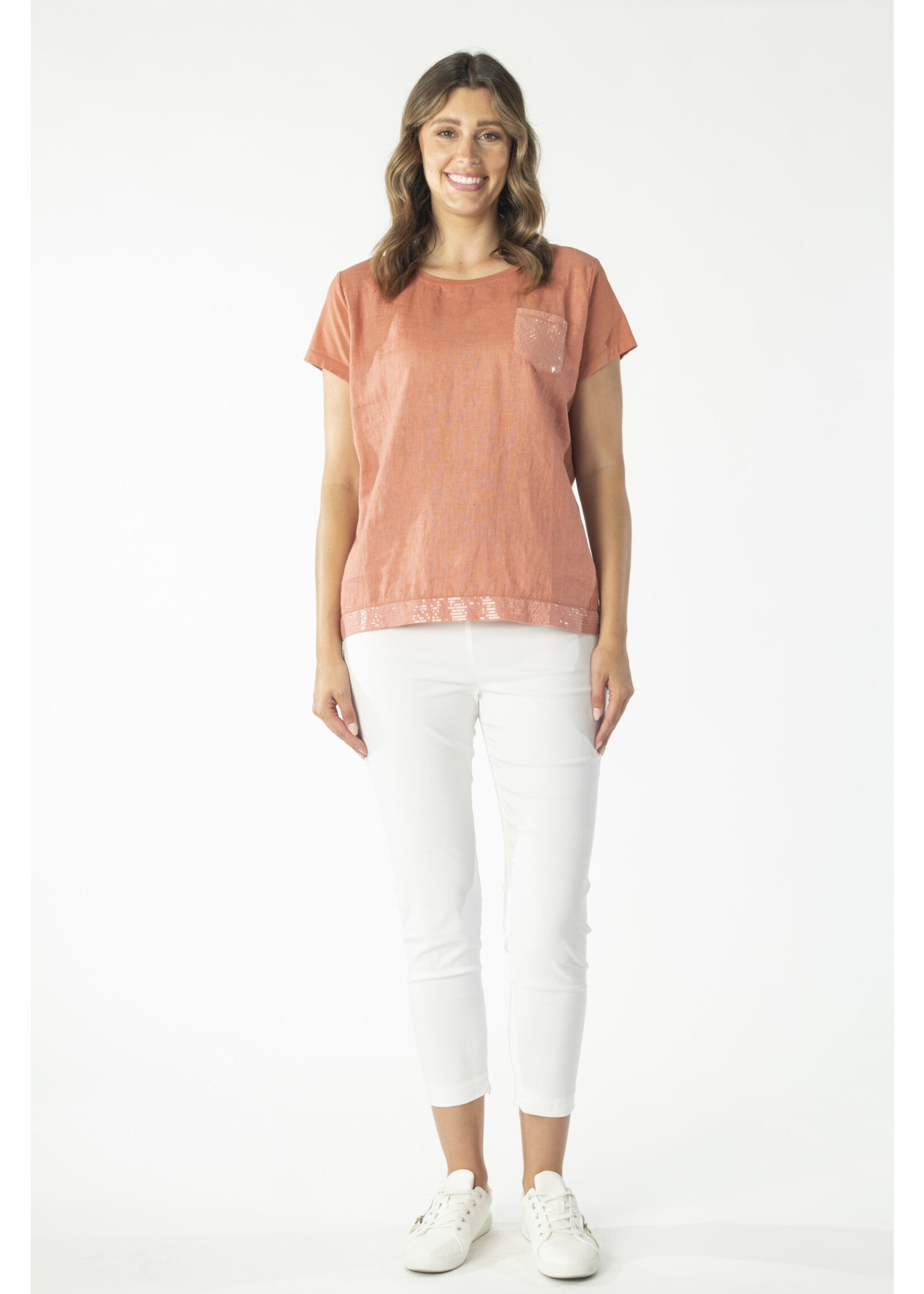 Renoma Rust Sequin Trim Top