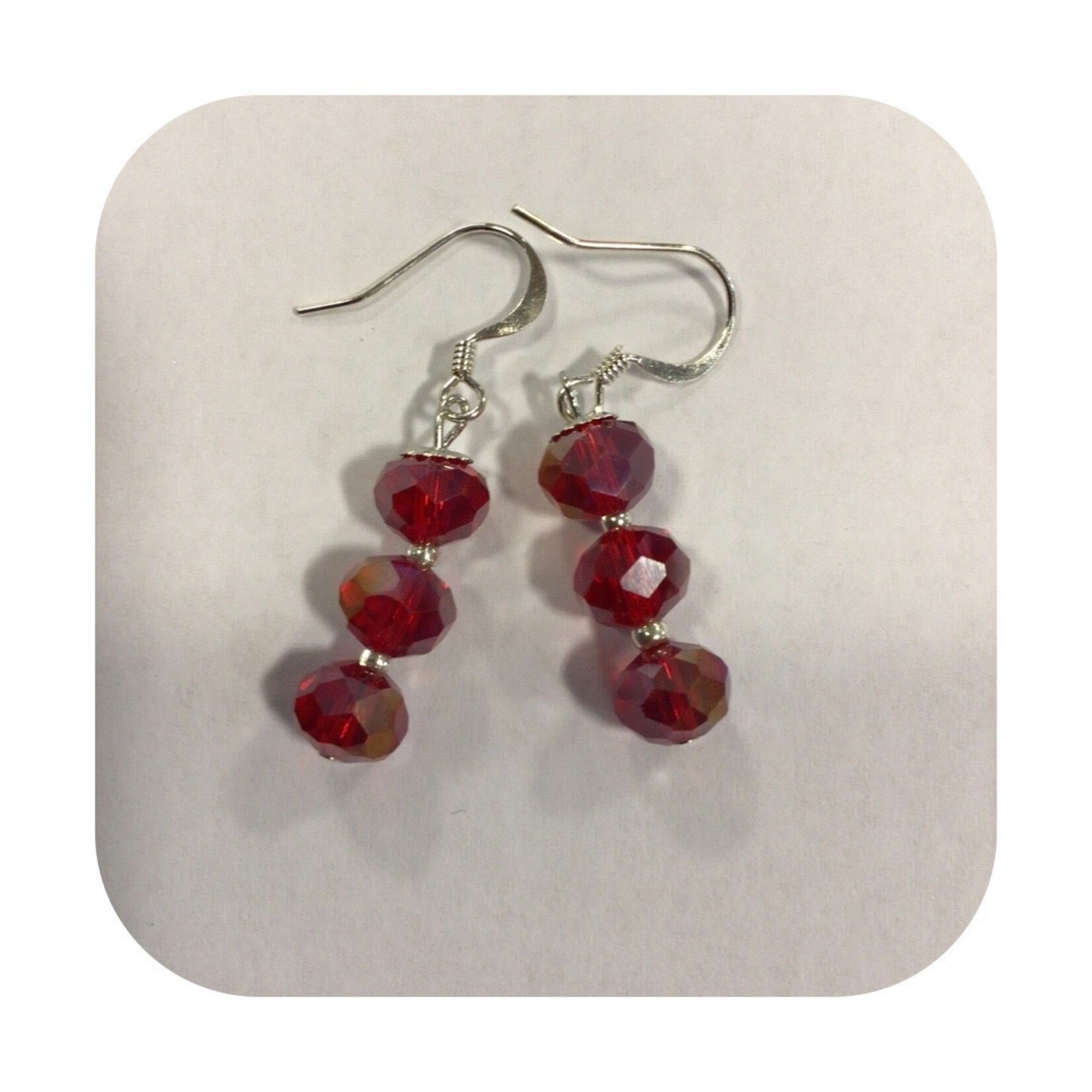 OPO Red Diamond Cut Glass Earring