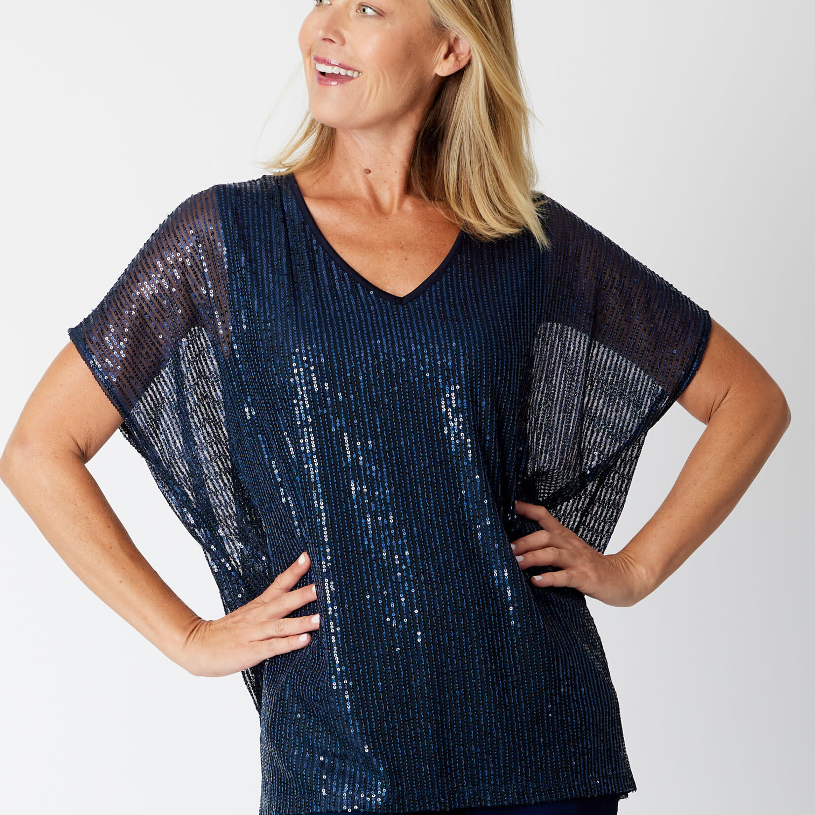 Cordelia Street Navy Sequin Kimono Top