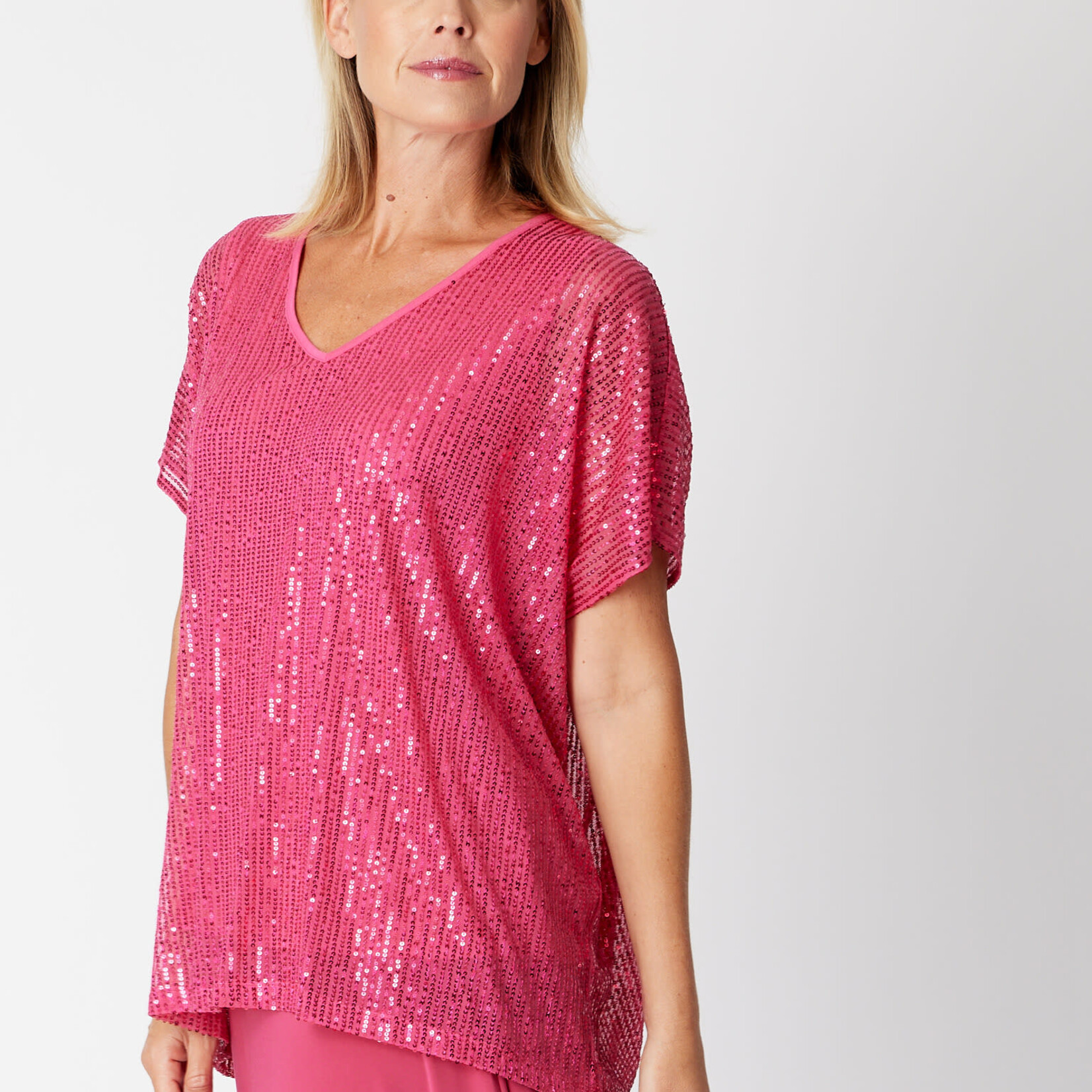 Cordelia Street Hot Pink Sequin Kimono Top