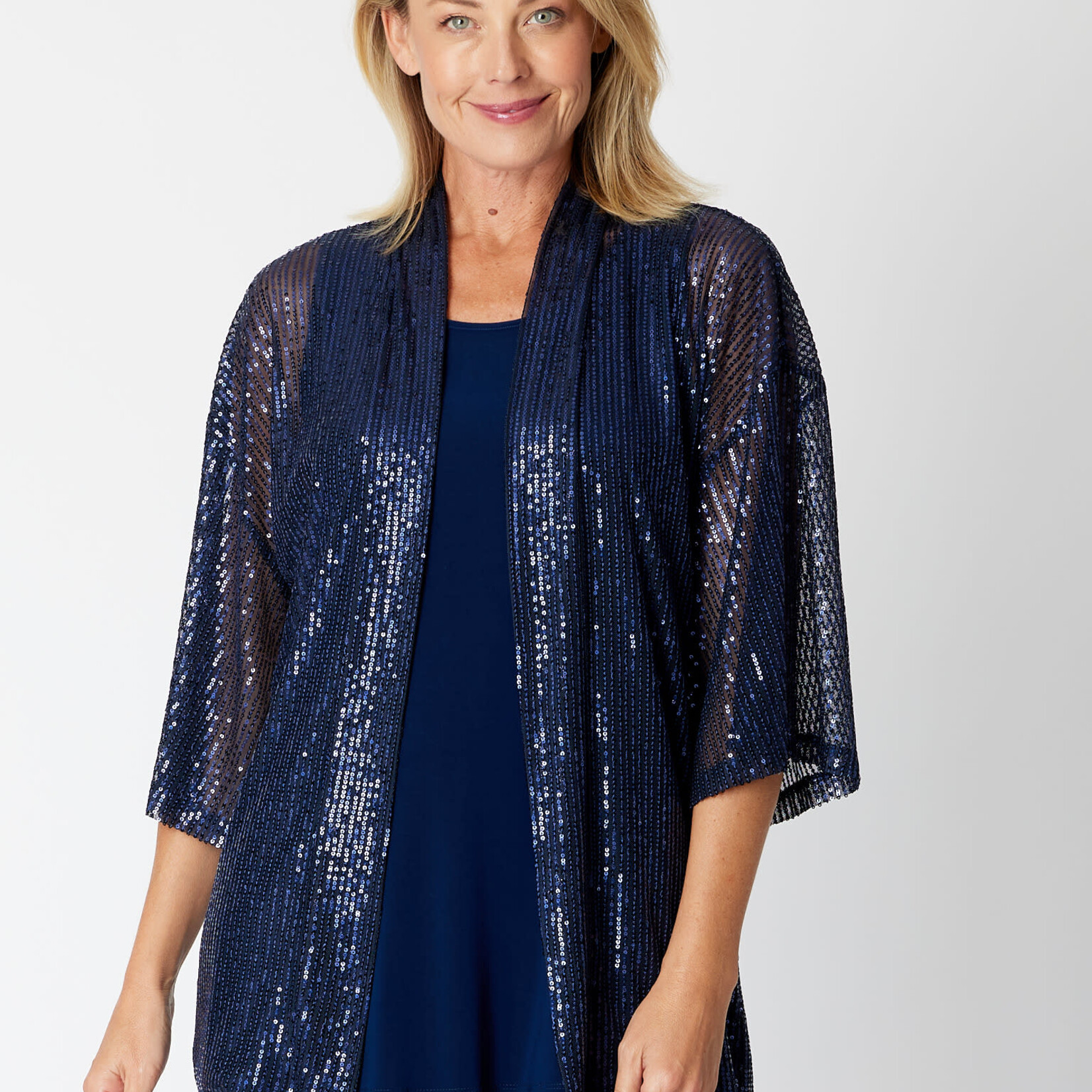 Cordelia Street Navy Sequin Sparkle Kimono Jacket