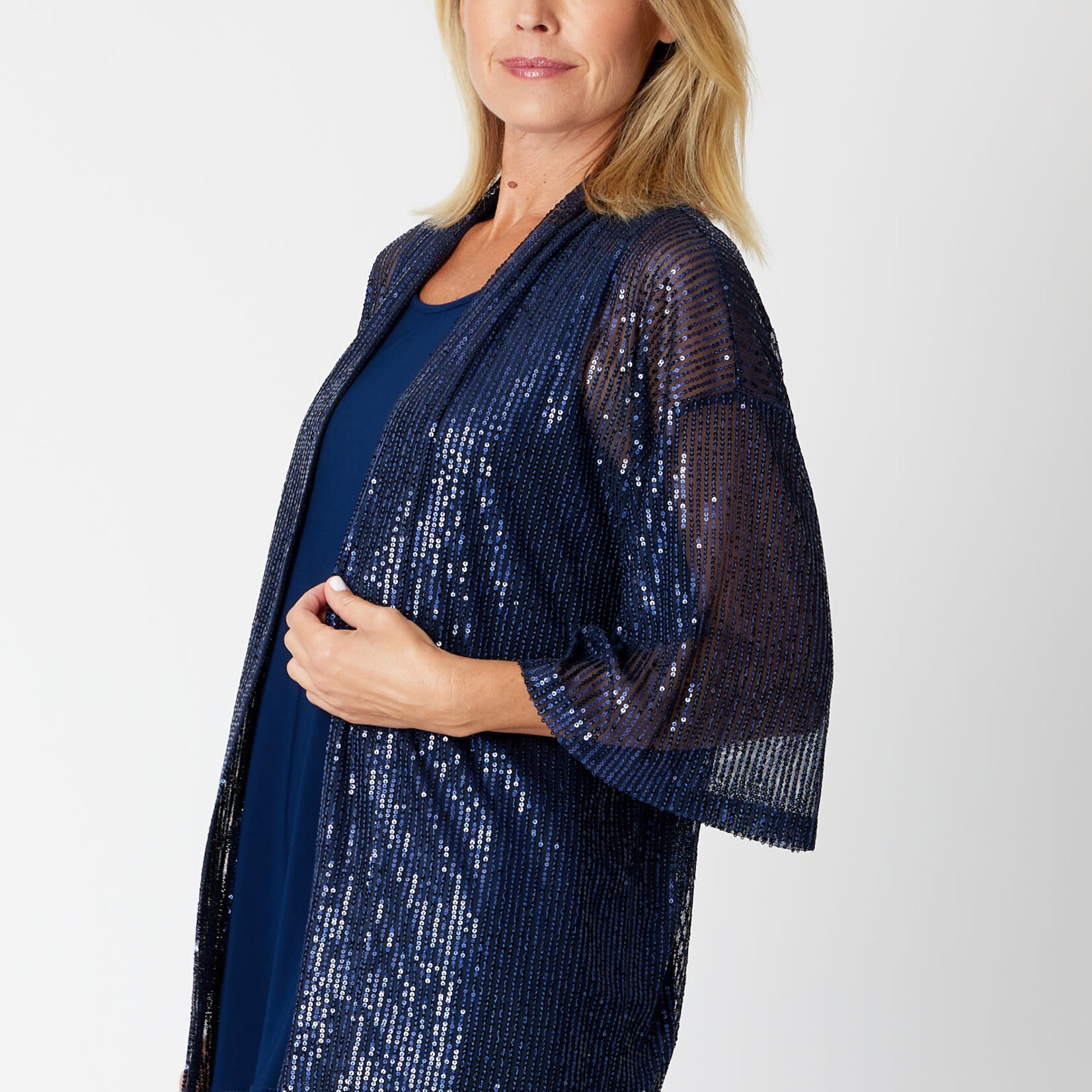 Cordelia Street Navy Sequin Sparkle Kimono Jacket