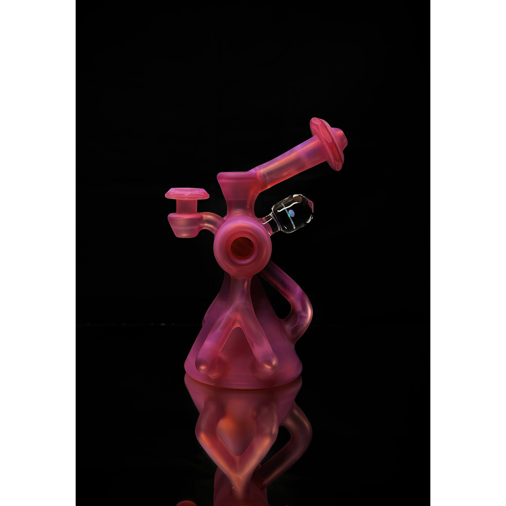 Bowman Glass Quad Cycler Pink/Orange Sandblasted