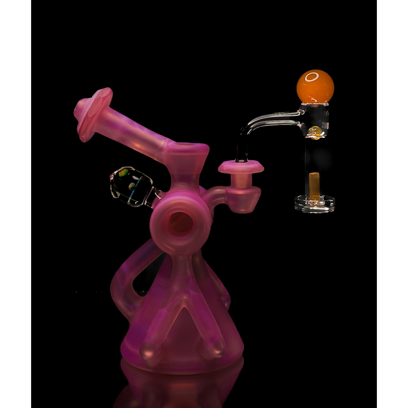 Bowman Glass Quad Cycler Pink/Orange Sandblasted