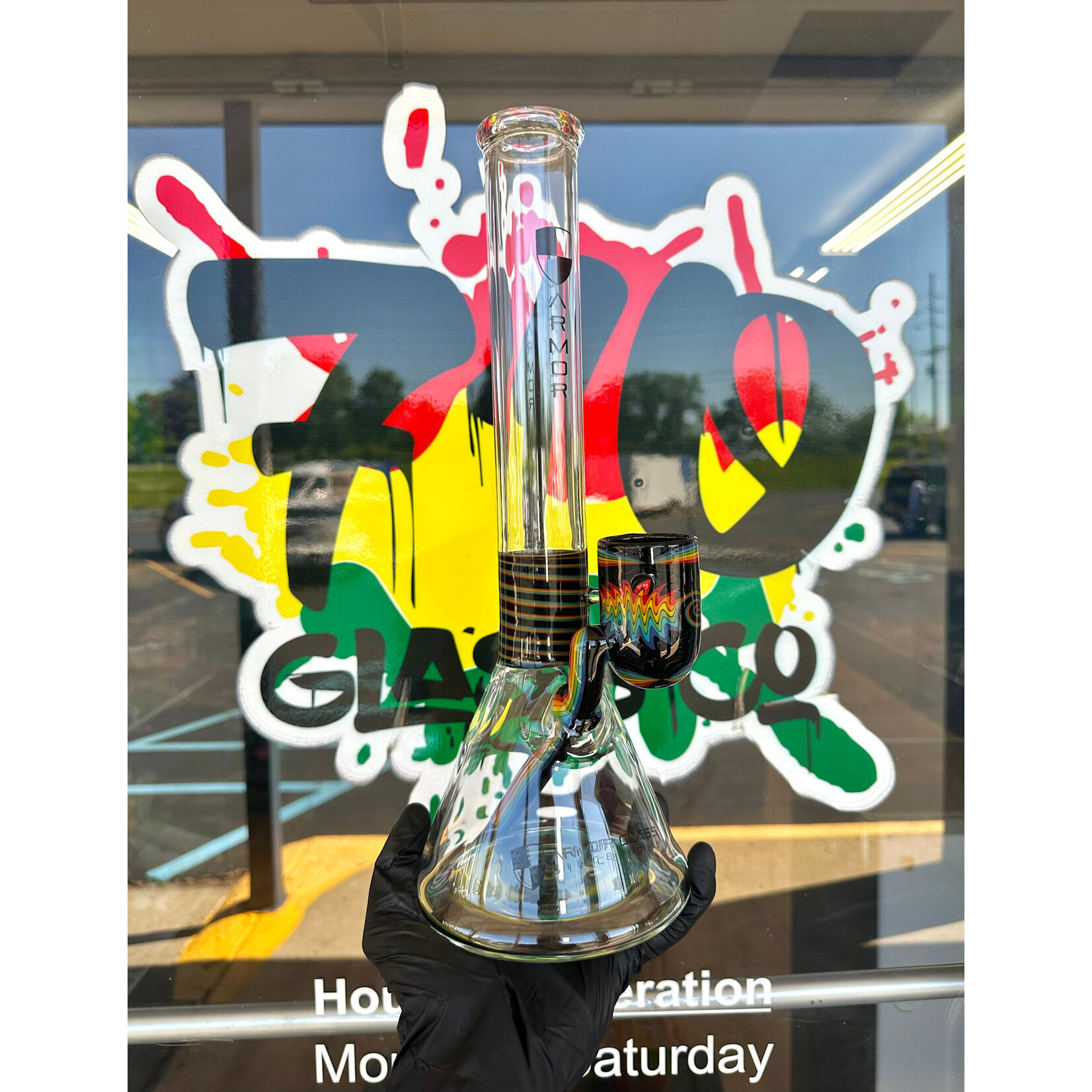 Armor Glass Proxy 14in  Beaker Rasta Wig Wag