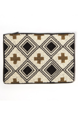 Black Ivory and Gold Cross Seed Bead Clutch