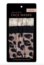 Kitsch Cotton Face Mask 3pc Set Leopard