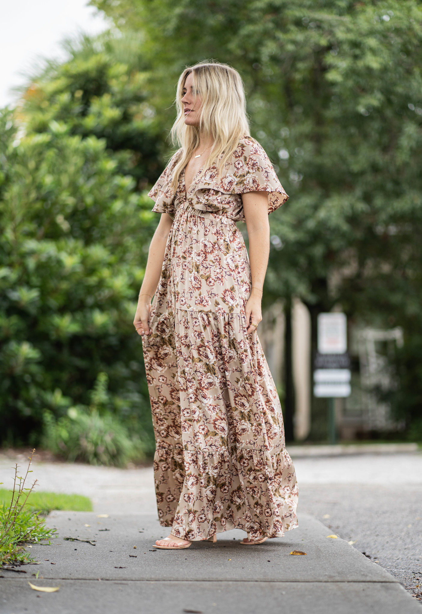 The Flounce Sleeve Floral Maxi Dress 