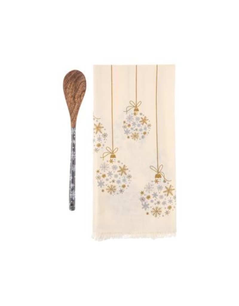 Ornament Tea Towel and Wooden Spoon