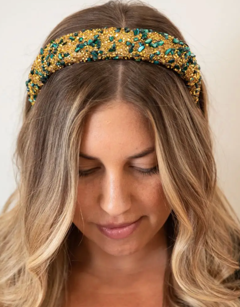 All That Glitters Forest Green & Gold Headband