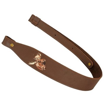 Levy's Levy's Brown Garment Leather Rifle Sling with Moose Embroidery