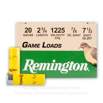 Remington Remington 20 Gauge 2 3/4" #7.5 Game Load Lead Shot