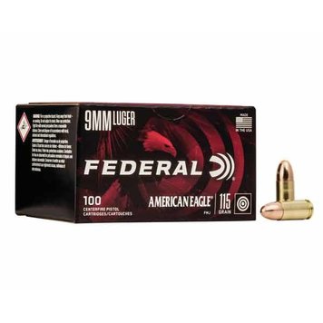 Federal Ammunition Federal 9mm Luger 115 Grain FMJ AE 100 Rds