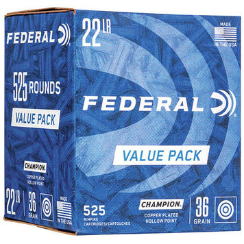 Federal Ammunition Federal 22 LR, 36 Grain Copper Plated Hollow Point 325 Rounds